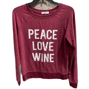 ❤️ GRAYSON THREADS PEACE LOVE WINE GRAPHIC SWEATSHIRT SIZE XS